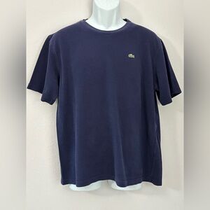 LACOSTE Navy Blue Crocodile Crew Neck Heavy Duty Cotton Size XL